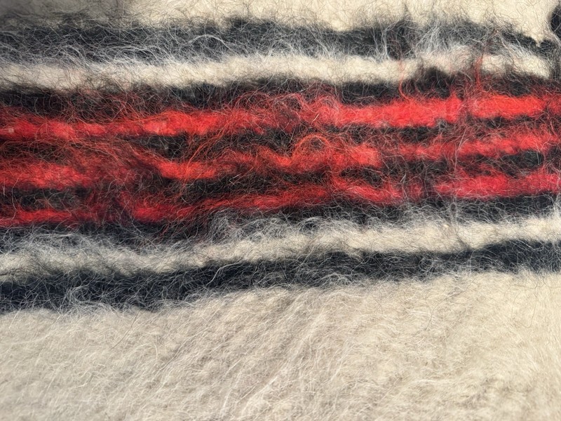 Vintage Hand Woven Striped Turkish Mohair Wool Shaggy Rug 5’x7’ Knotted Fringe gallery