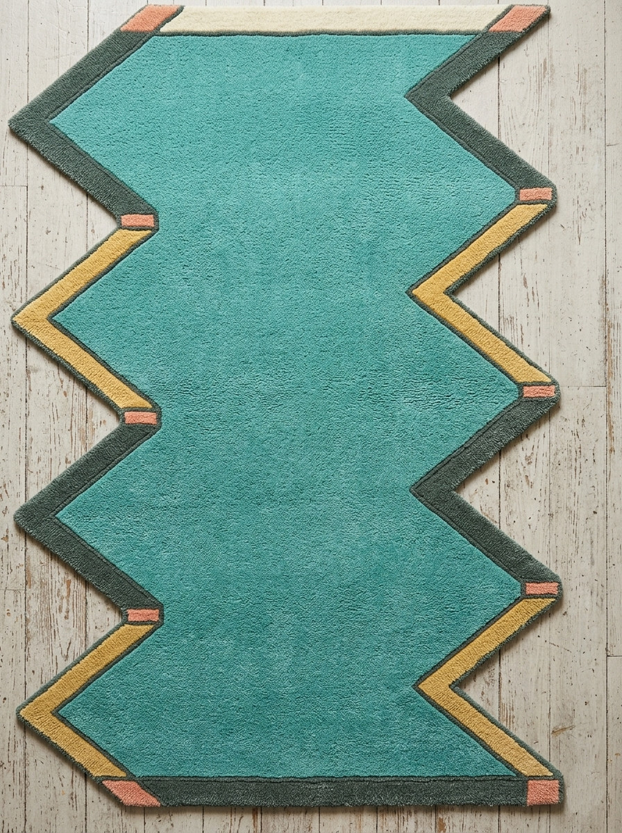 hand tufted rug geometric rug irregular shape rug zigzag rug wool rug kids rug gallery