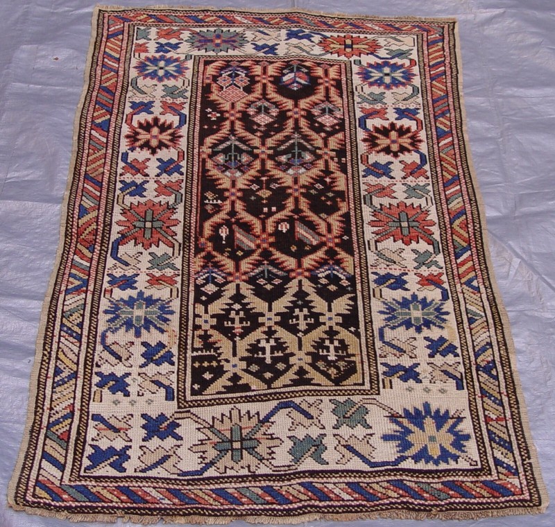 3' x 4'7" ANTIQUE 1880s CAUCASIAN GENJE TRIBAL HAND KNOTTED WOOL ORIENTAL RUG gallery