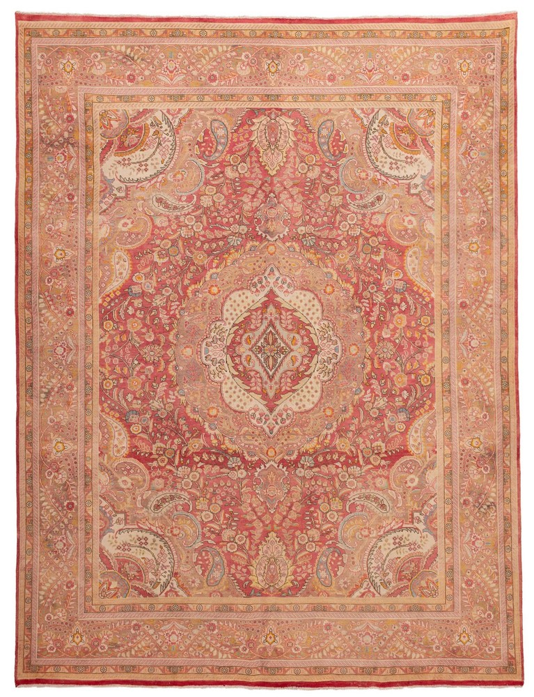Vintage Hand-Knotted Area Rug 9'7" x 12'10" Traditional Oriental Wool Carpet