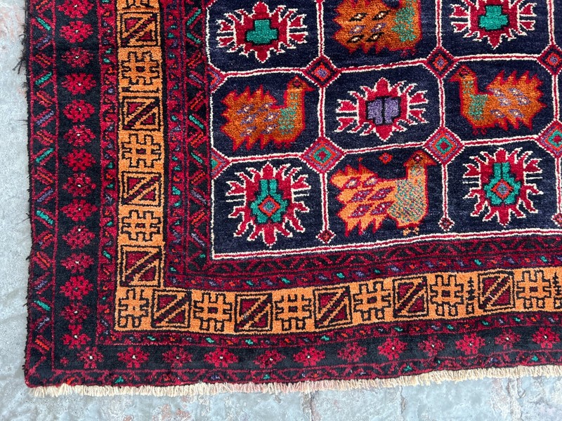 4x6 Vintage Pictorial Soft Decor Rug - Wool, Tribal Pattern Nomadic Art Rug gallery