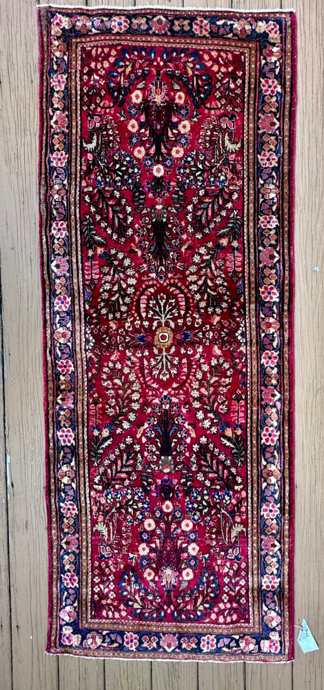 ANTIQUE AMERICAN SAROUK MOHAJERAN RUNNER 3x7 FT CIR 1900