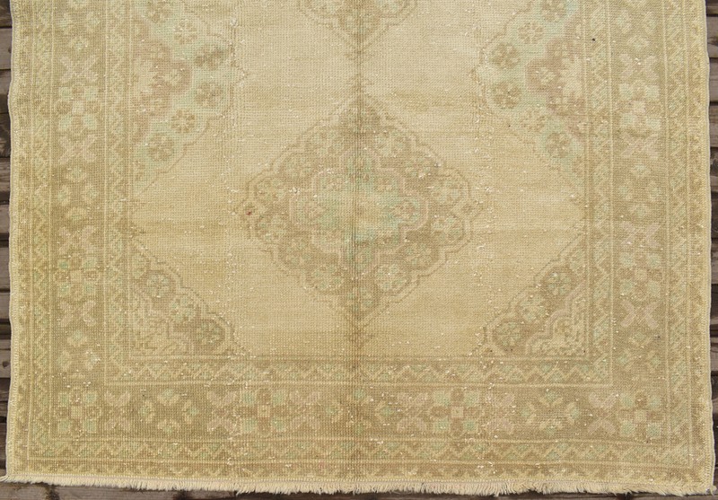 Turkish Rug 55''x133'' Vintage Muted Color Rug 4x11 Oushak Carpet 142x340cm gallery