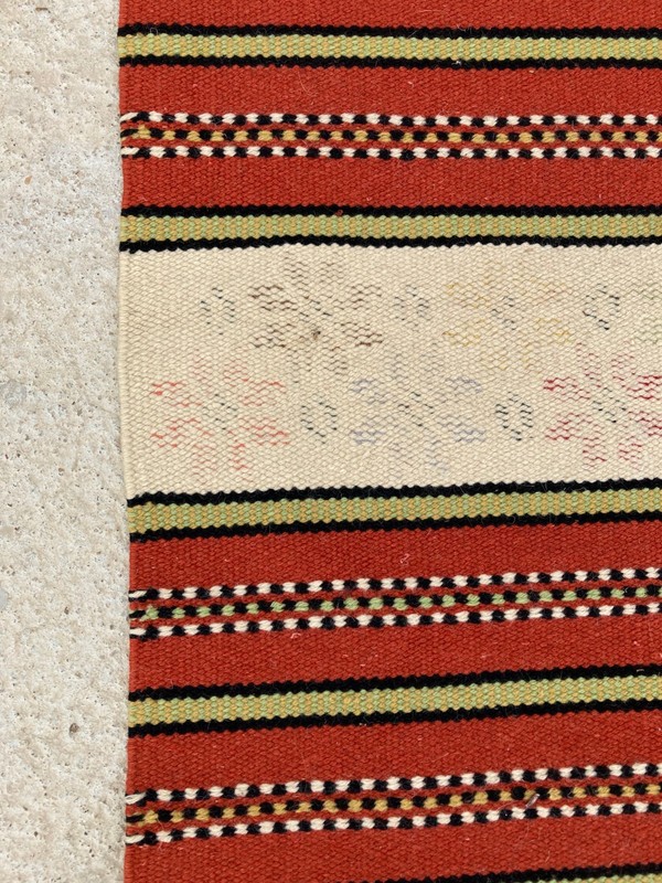 Vintage Traditional Handmade European Strip Flat Wool Kilim Floor Rug 117x62 cm gallery