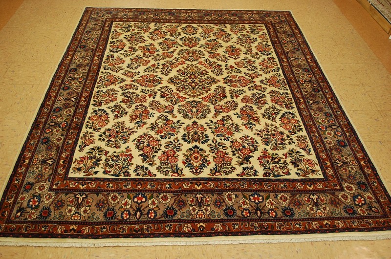 NATURAL WOOL Old Oriental Rugs,Hand Woven,knotted size Approximately 5'6" x 8'4" gallery