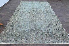 Oushak Turkish Vintage Rug 6×10 Kilim Rug Anatolian Handmade Boho Decor BLUE