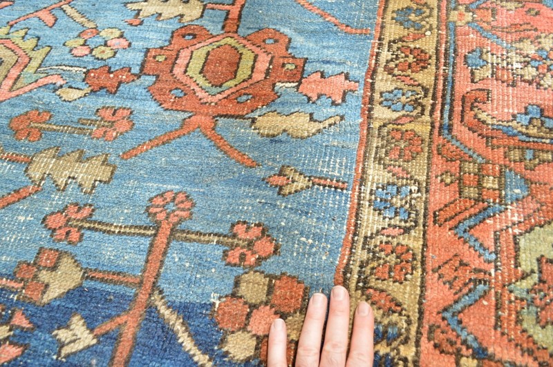 FABULOUS ANTIQUE SERAPI UNIQUE SKYBLUE RUG 1880’S NATURAL COLOURS gallery