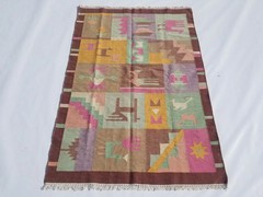 Vintage Handmade Traditional Geometric Multicolor Kilim Rug Carpet 5.6×3.9ft