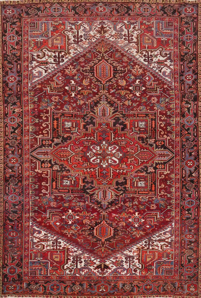 Geometric Pattern Traditional Vintage Area Rug 7x10 ft Hand-knotted Wool Carpet