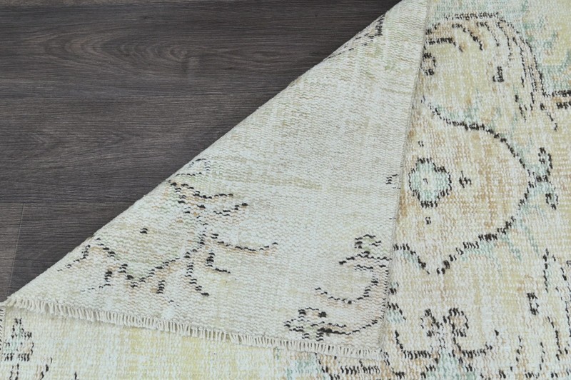 Vintage Turkish Runner Rug 2x5ft BEIGE Handmade Anatolian Oushak Hallway Wool gallery