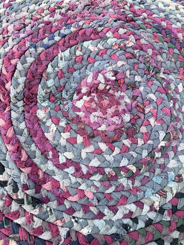 Vintage Braided Round Rag Rug 29” Handmade Farmhouse Folk Art gallery