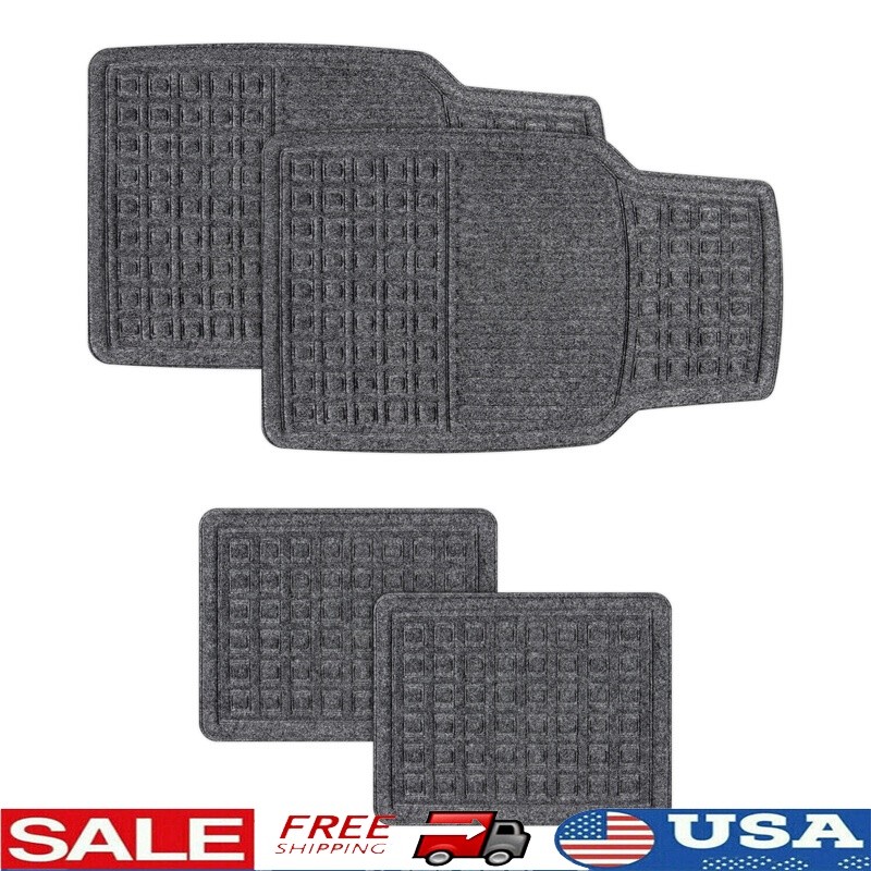 Universal Fit Charcoal Auto Mats Antimicrobial 4 Pack Heavyweight Rubber Base US gallery