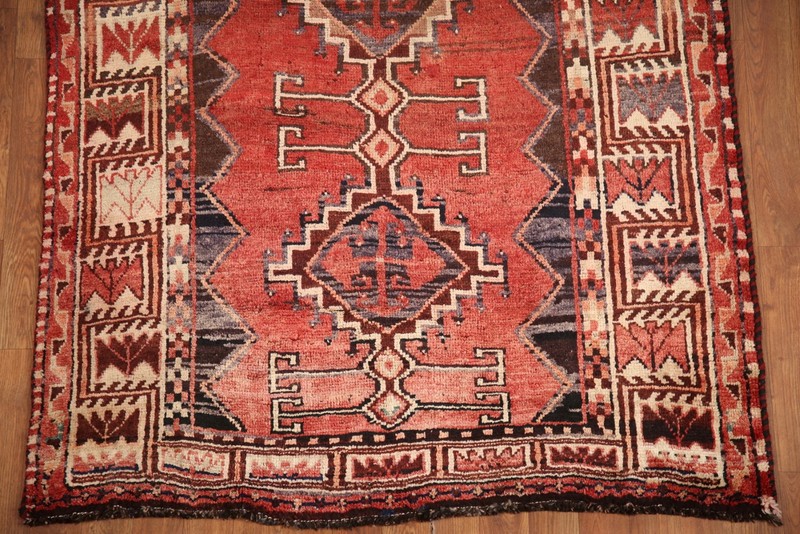 Vintage Red Wool Hand-knotted 9 ft Runner Tribal Traditional Hallway Rug 4x9 gallery
