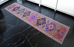 3×13 ft Runner Rug HandMade Turksih Rug Hallway Decor Low Pile Act 3.1 x 13.1 ft