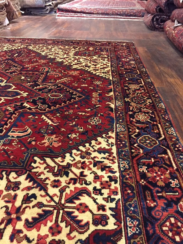 Genuine Hand Knotted Vintage Heriz Serapi Area Rug Geometric Carpet 8’5x11’2,304 gallery