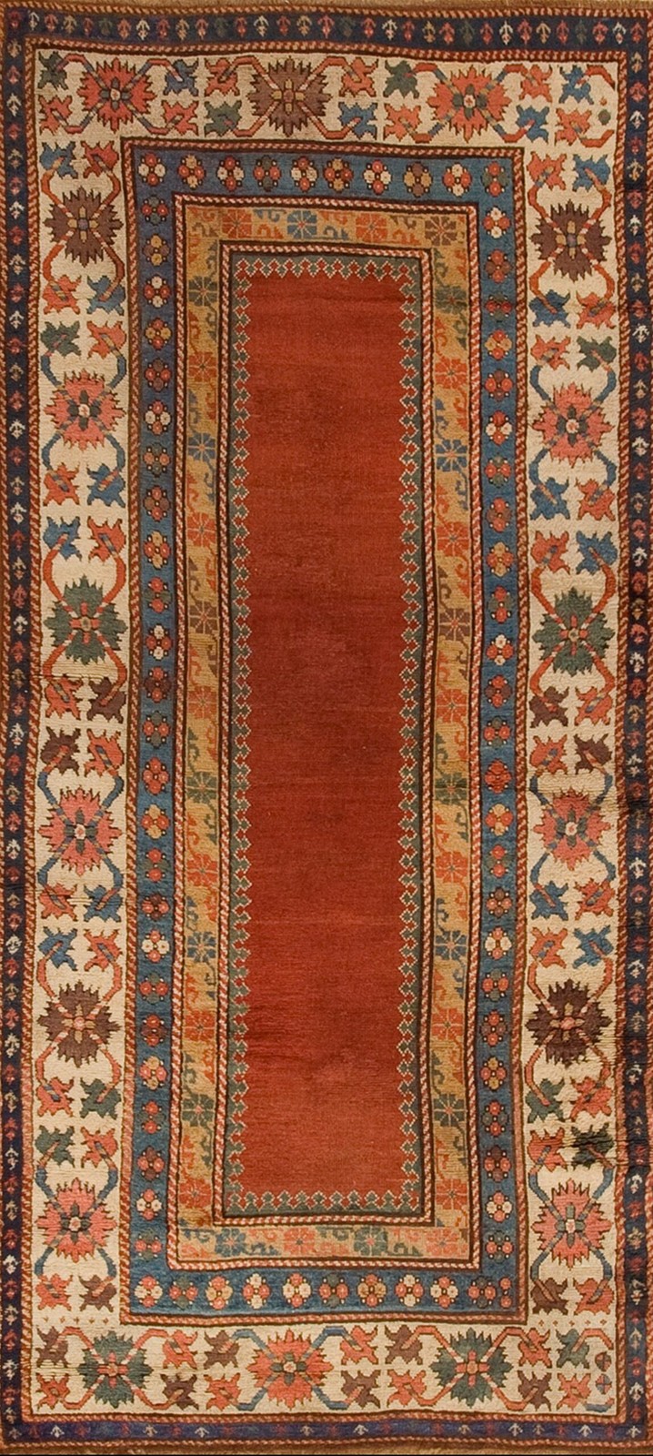 4'x8' Antique Red Color Solid Open Field Mid 19th Century Tribal Geometric gallery