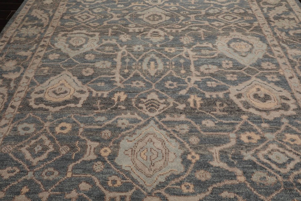 Vintage Turkish Oushak Rug, Beige 9X12 ft, Handmade Wool, Bohemian Anatolian