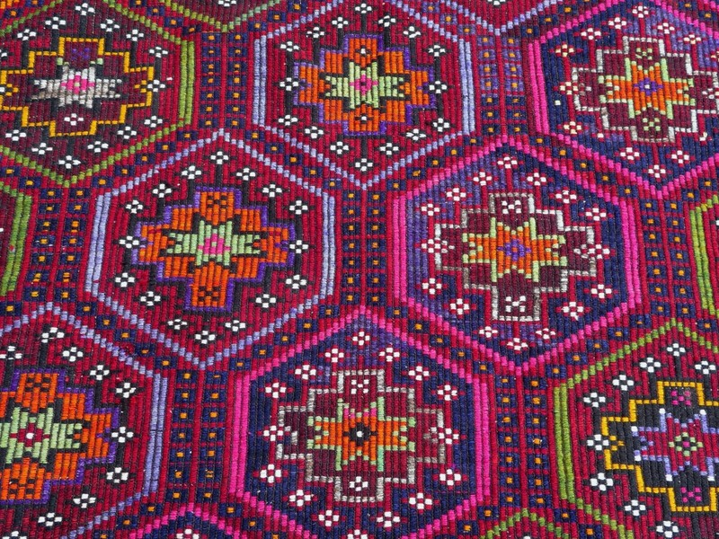 Multicolor Area Rug Boho Rug Vintage Turkish Kilim Embroidery Kelim Rug 72"x118" gallery