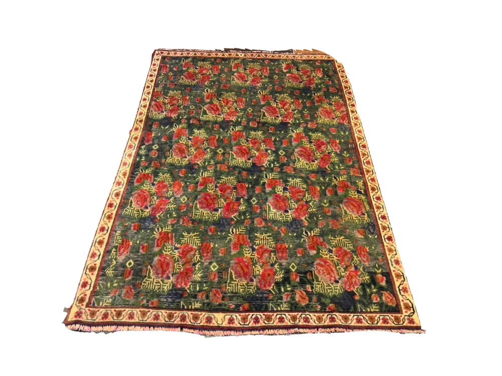 Veg. dye S.Antique Hand Knotted Vintage Tribal Geometric Area Rug 4’x6’3,2079