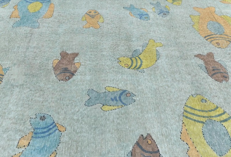 Distressed Vintage Antique Oriental Rug Beige Floral Handmade Carpet 9X12 ft gallery