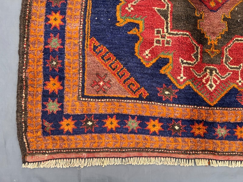 3'6x6 Ft Vintage Handknotted Caucasian Geometric Medallion Wool Rug gallery