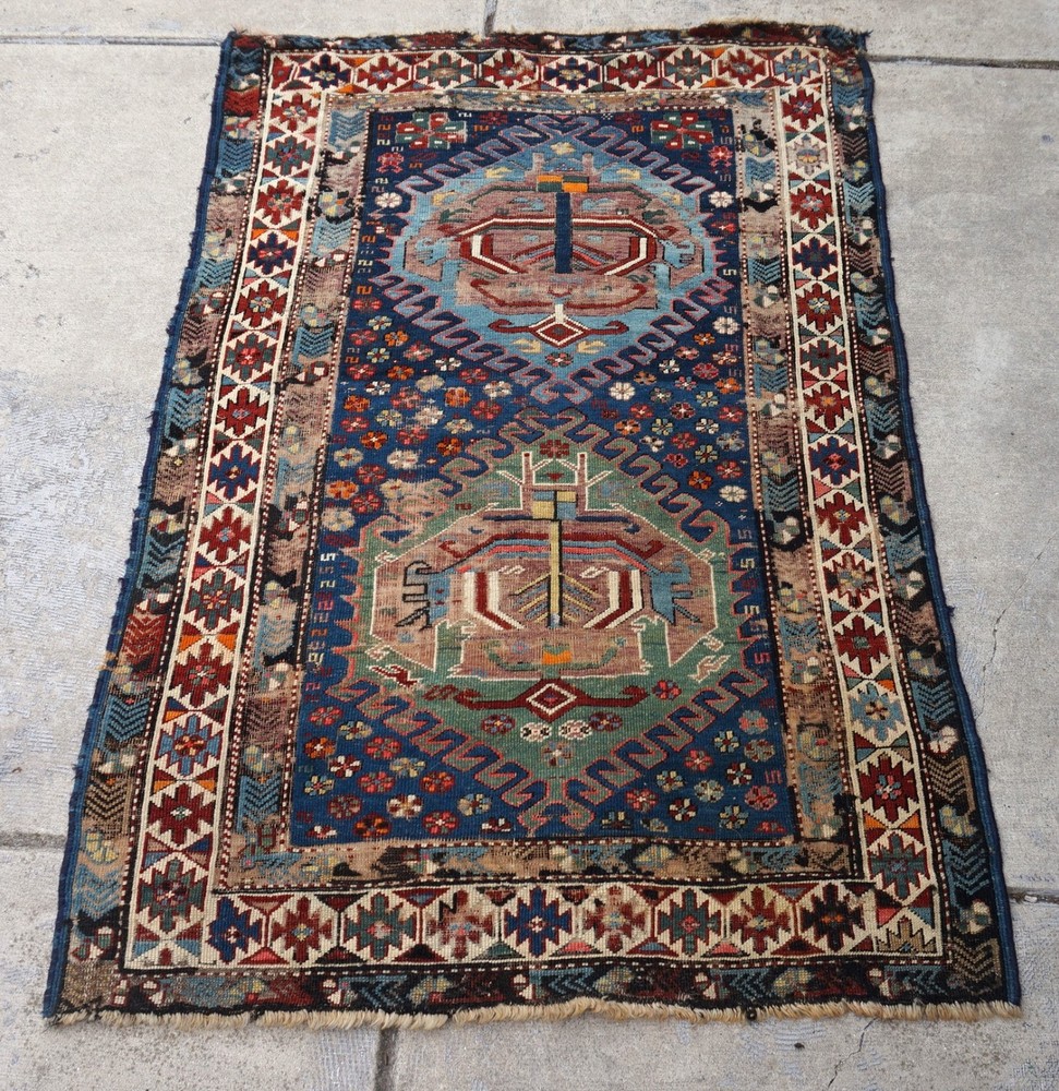 Antique Caucasian Kuba Rug 3'9"x5'7"