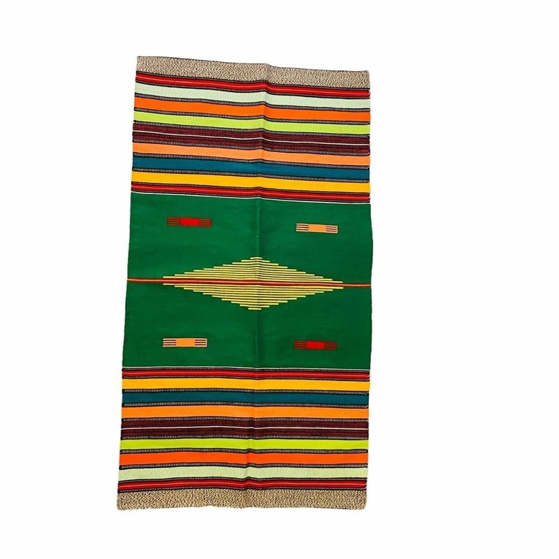#4499 Wool handmade wall hanging rug 24x64 multi color native america VTG gallery