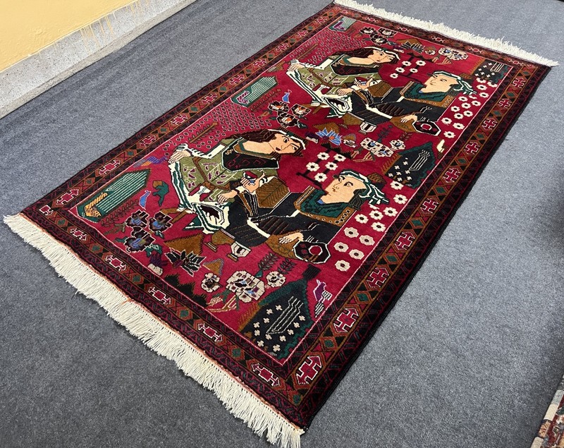 Afghan Laila Majnun Pictorial 4 x 6 Ft Rug Handmade Wool Love Story Folk Art gallery