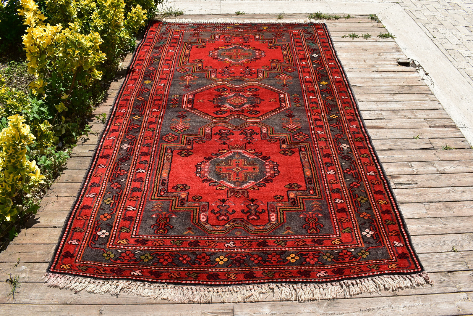 Caucasian Rug 58''x95'' Hand Knotted Vintage Primitive Gray 4x7 Rug 150x242cm gallery