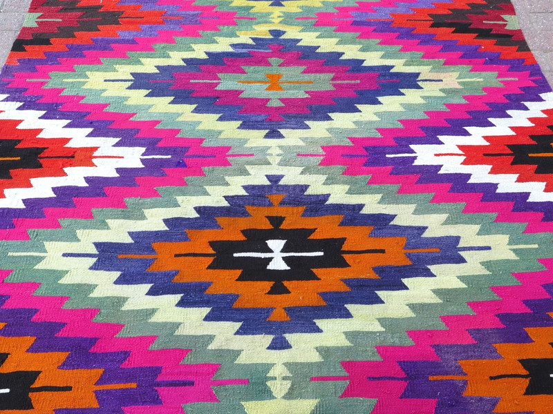 Area Rugs, Turkish Kilim Wool Rug, Multicolor Carpet, Large Teppich Tapi 70"x98" gallery