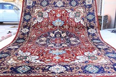 8×12 ft Maroon Floral Afghan Turkmen Wool Rug: Handmade Tribal Design
