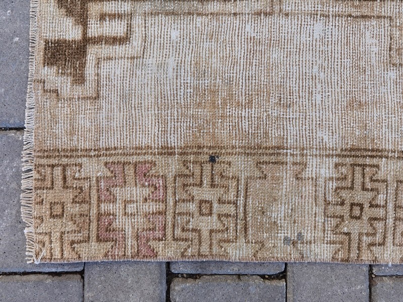 Vintage Turkish Oushak Runner 3x11 Hand Knotted Wool Brown Tan Tribal gallery