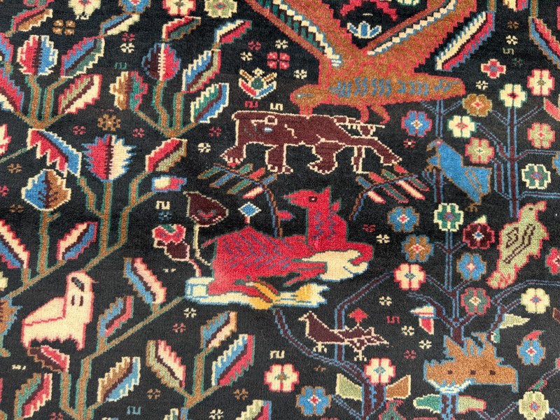 4x7 Vintage Afghan Hand-Knotted Pictorial Rug Animal & Tree Of Life Oriental Rug gallery