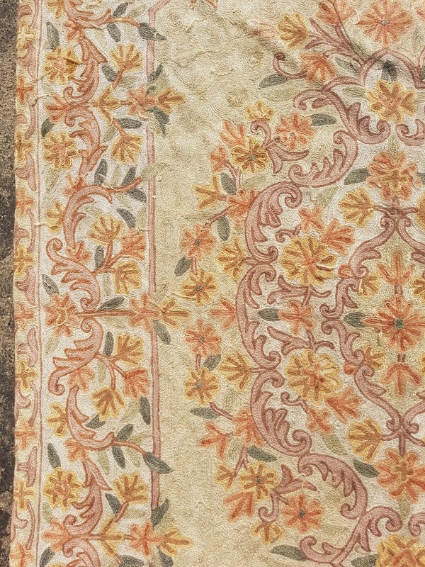Vintage Hand Woven Traditional Kashmiri Floral Multicolor Kilim Rug 141x88 cm gallery