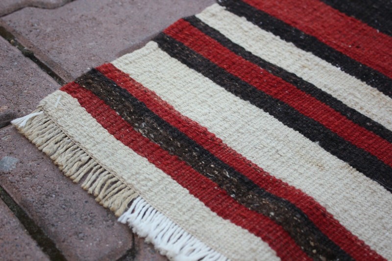 Striped Hand Knotted Kilim Rug Cappadocia Tribal Vintage Ethnic Carpet 2x3 ft gallery