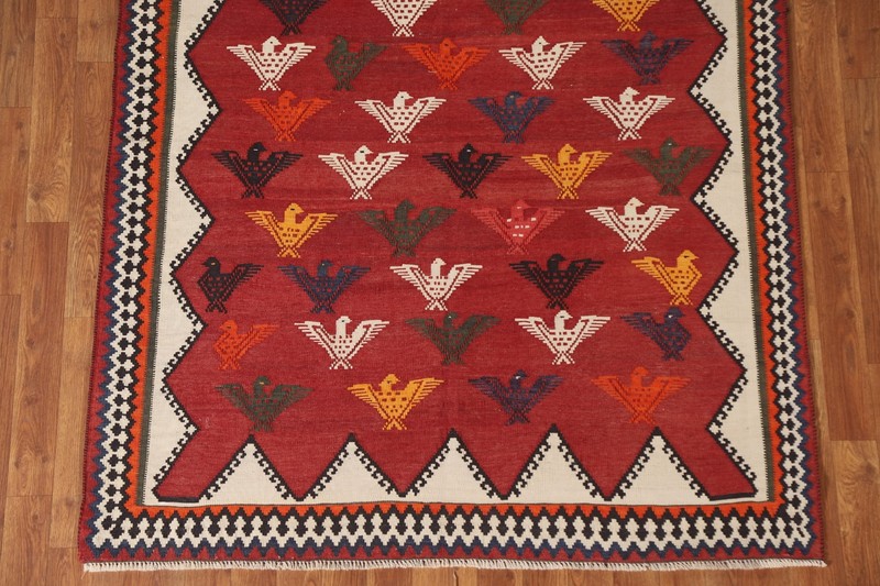 Animal Pictorial Kilim Flatweave Vintage Rug 5x7 Flat-woven Carpet gallery