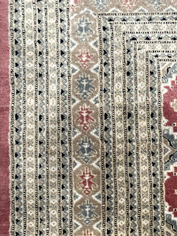 Authentic Hand Knotted Vintage Pakistani Bokhara Jhaldar Wool Rug 8.3 x 10.3 Ft gallery