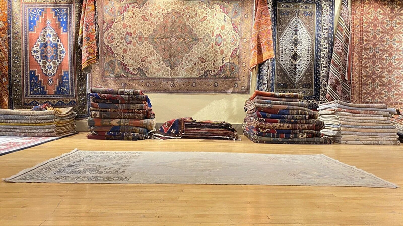 Exquisite Antique Ca1900-1939's Muted Colors Bohemian Oushak Area Rug 4’4”x9’8” gallery
