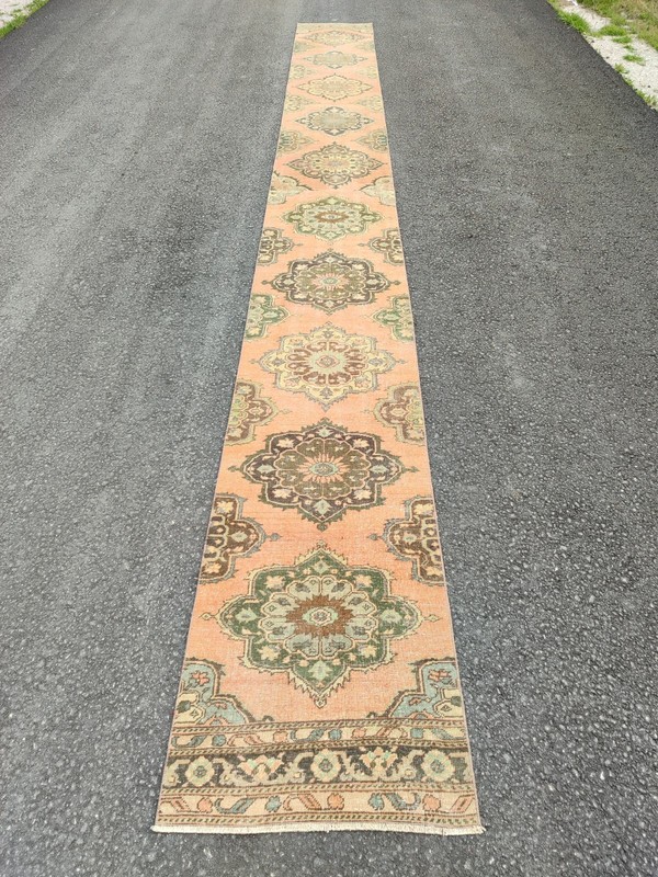 23 ft extra long runner rug stair hallway, Long runner Turkish vintage 2x23 3x23 gallery