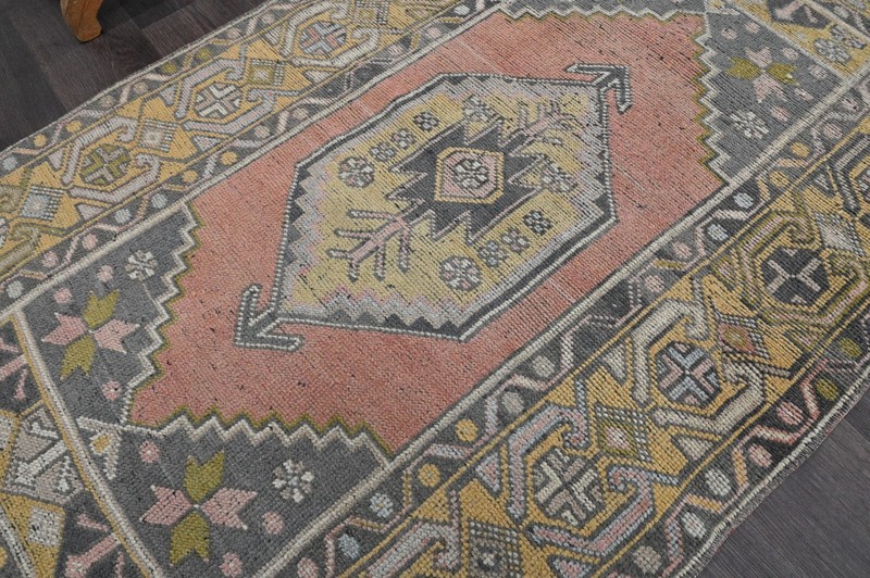 Oushak Turkish Vintage Rug 3x6 Kilim Rug Anatolian Handmade Boho Decor PEACH gallery