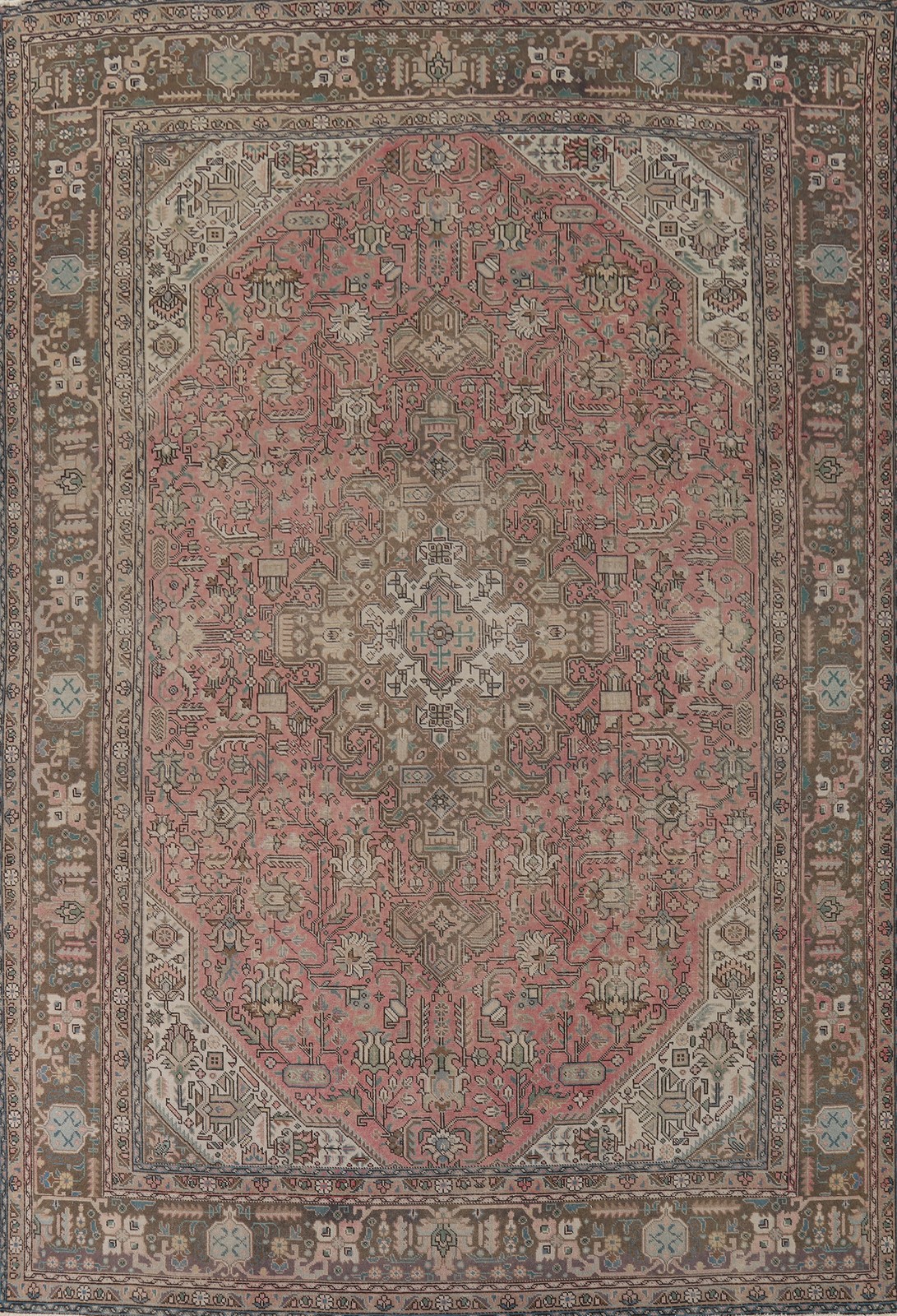Distressed Pink Area Rug 9x13 Traditional Hand-knotted Wool Vintage Carpet gallery