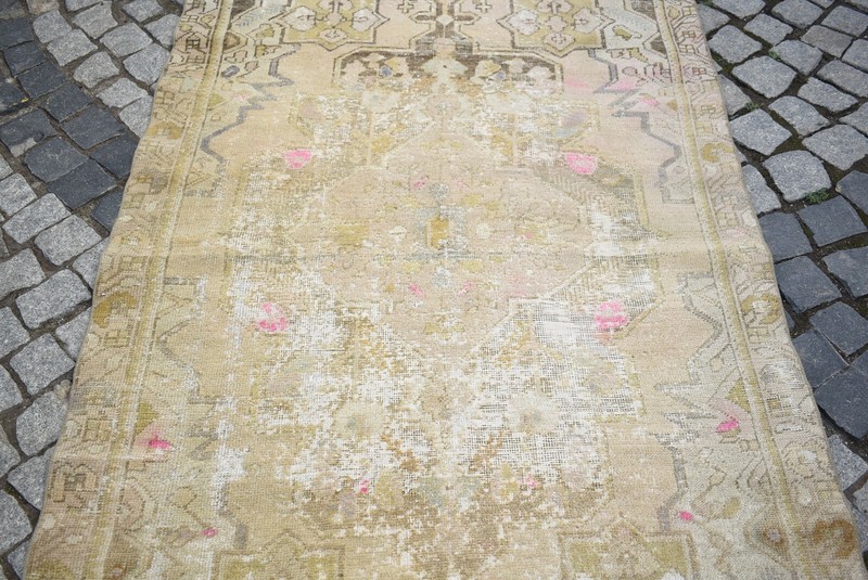 Oushak Rug 4'1 x 7'4 ft Vintage Kilim Muted Dye Turkish Distressed Oushak Rug gallery