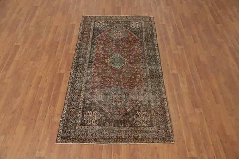Antique Vegetable Dye Traditional Rug 4x7 ft Hand-knotted Wool Old Carpet gallery