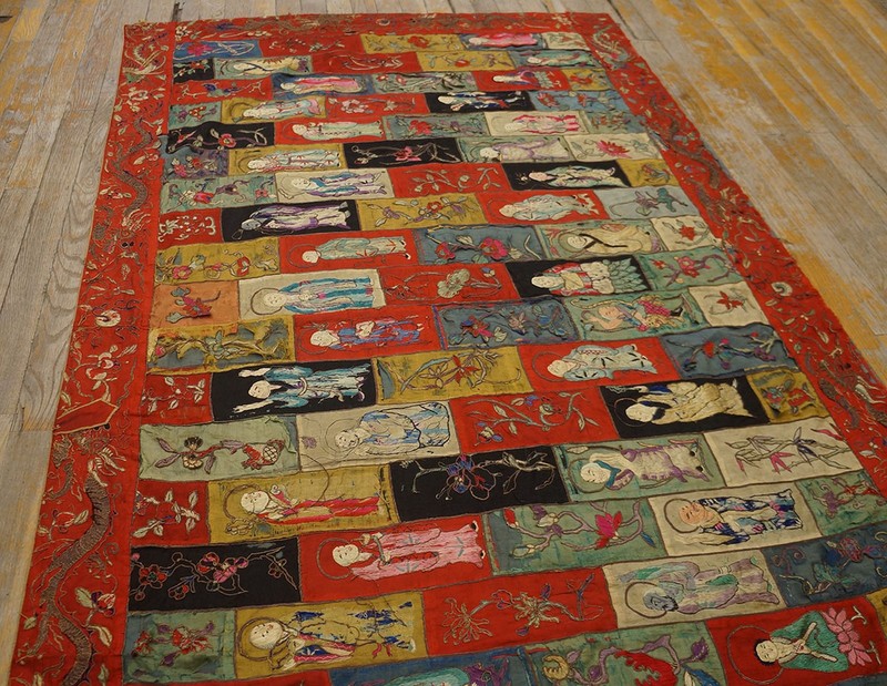 4X6 Antique Chinese Textile Arts Silk Area Rug 1850 gallery