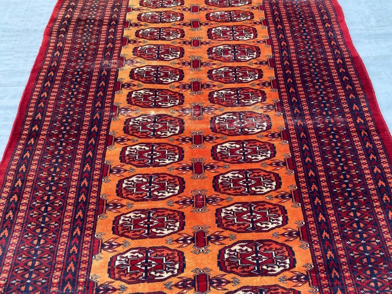 3x5 ft Geometric Turkmen Bokhara Small Faded Low Pile Antique Afghan Wool Carpet gallery