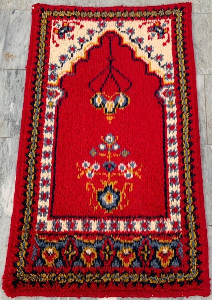 Vintage Mid-Century Scandinavian: Long-Pile Rya Shags, Traditional Rug (2x4 ft.)