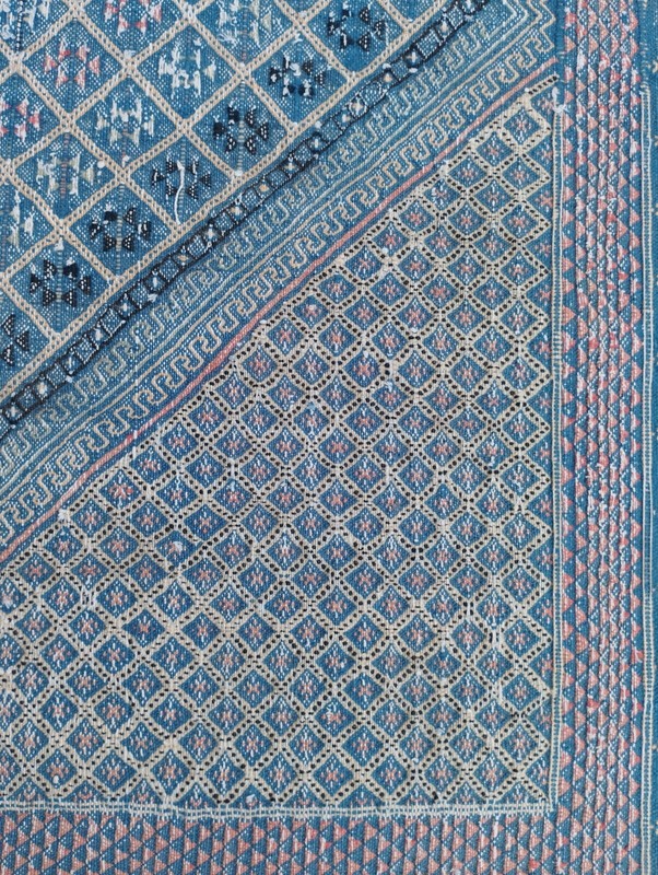 Antique Moroccan Geometric Motif Multicolor Wool Kilim Rug Carpet 284x181 cm gallery
