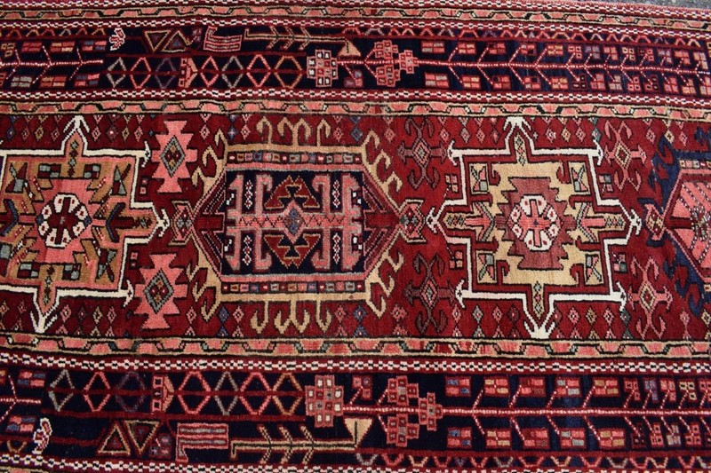 Rug Geometric Vintage Caucasian Heris Handmade Wool Runner Rug 4 x 11 3'7 x 11'5 gallery