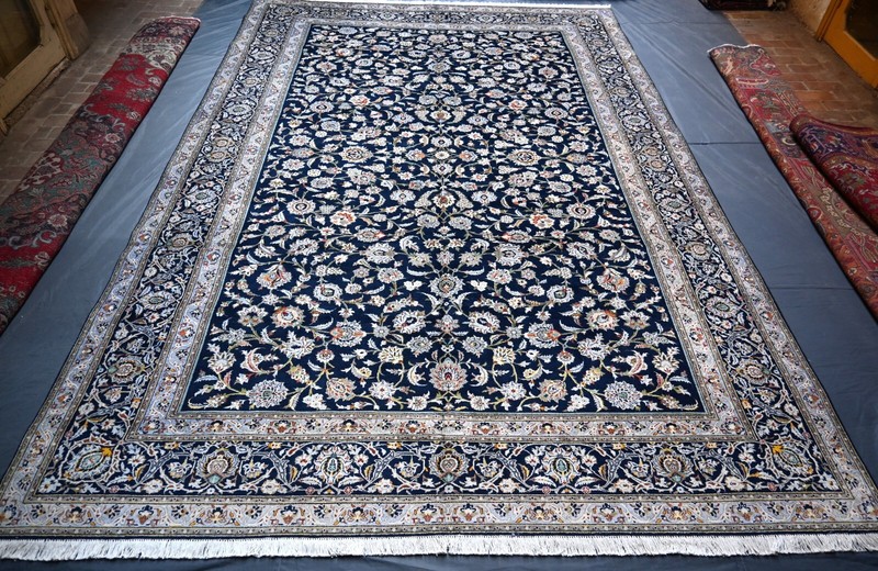 Oversized large Caucasian Floral Rug 10x15 ft Handmade Oriental Navy Blue Carpet gallery