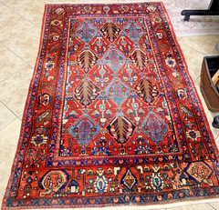 Vintage Hamadan Hand-Knotted Wool Rug – 89″ x 55″ (7’5″ x 4’7″)